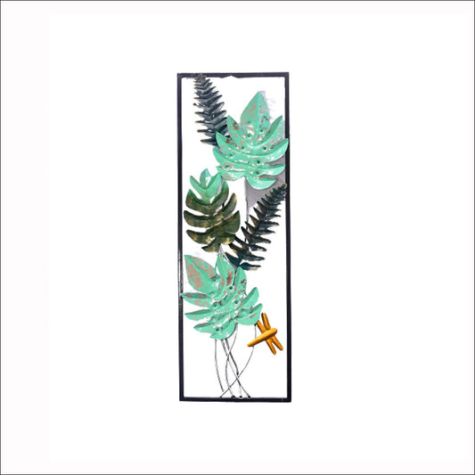 Wall Metal Wall Art Sculpture Three-Dimensional Wrought Iron Hand-Painted Green Plant Wall Hanging