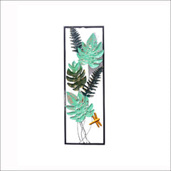 Metal Wall Art Sculpture Three-Dimensional, Hand-Painted Green Plant Wall Hanging