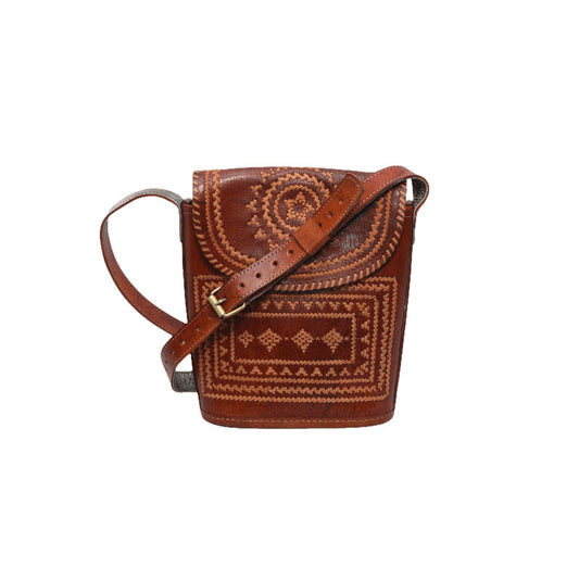 Brown Goats Leather Shoulder Handbag