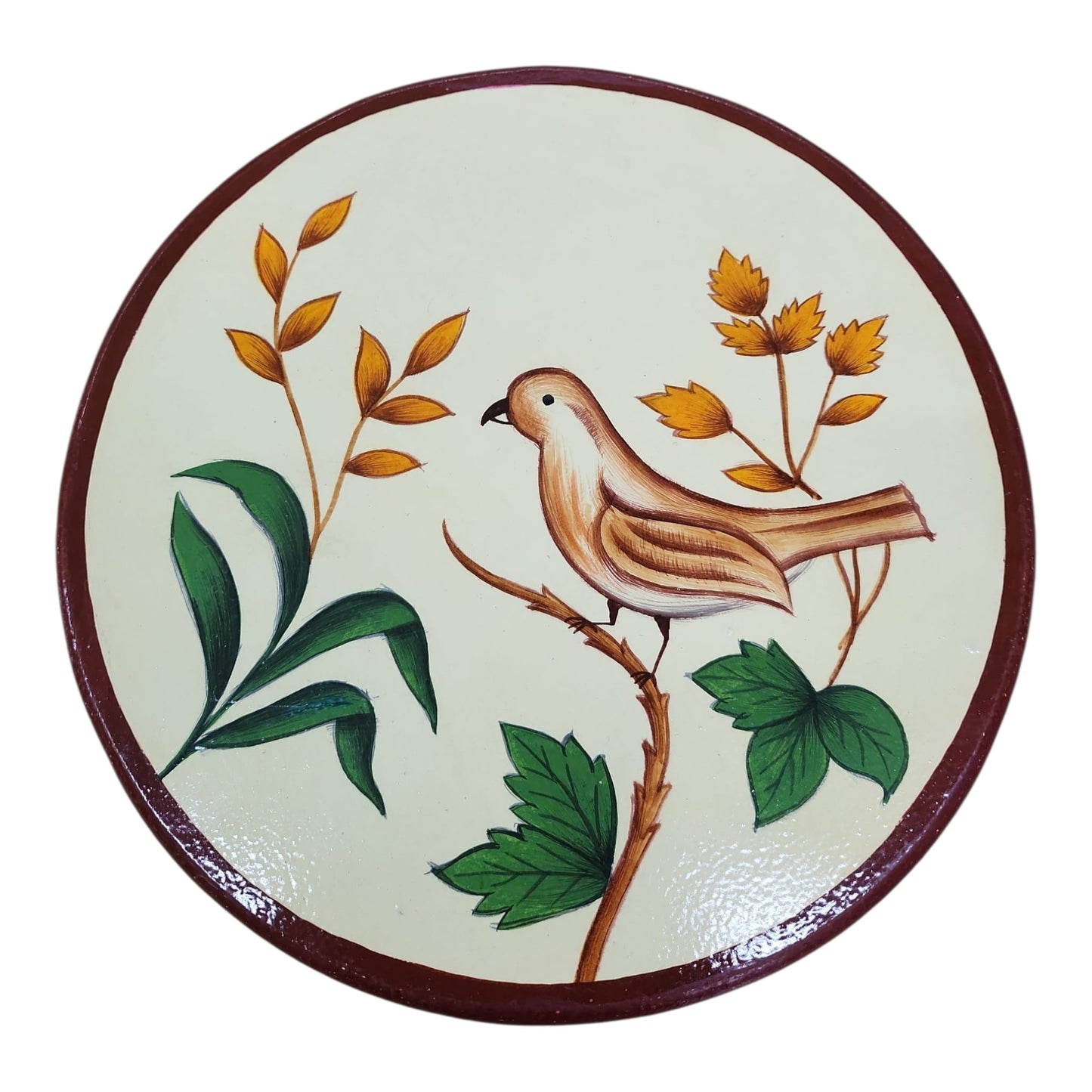 Hand Painted Wooden Bird Plate