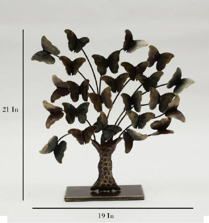 Multicolour Metal Table Butterflies Tree Showpiece Table Home Decor