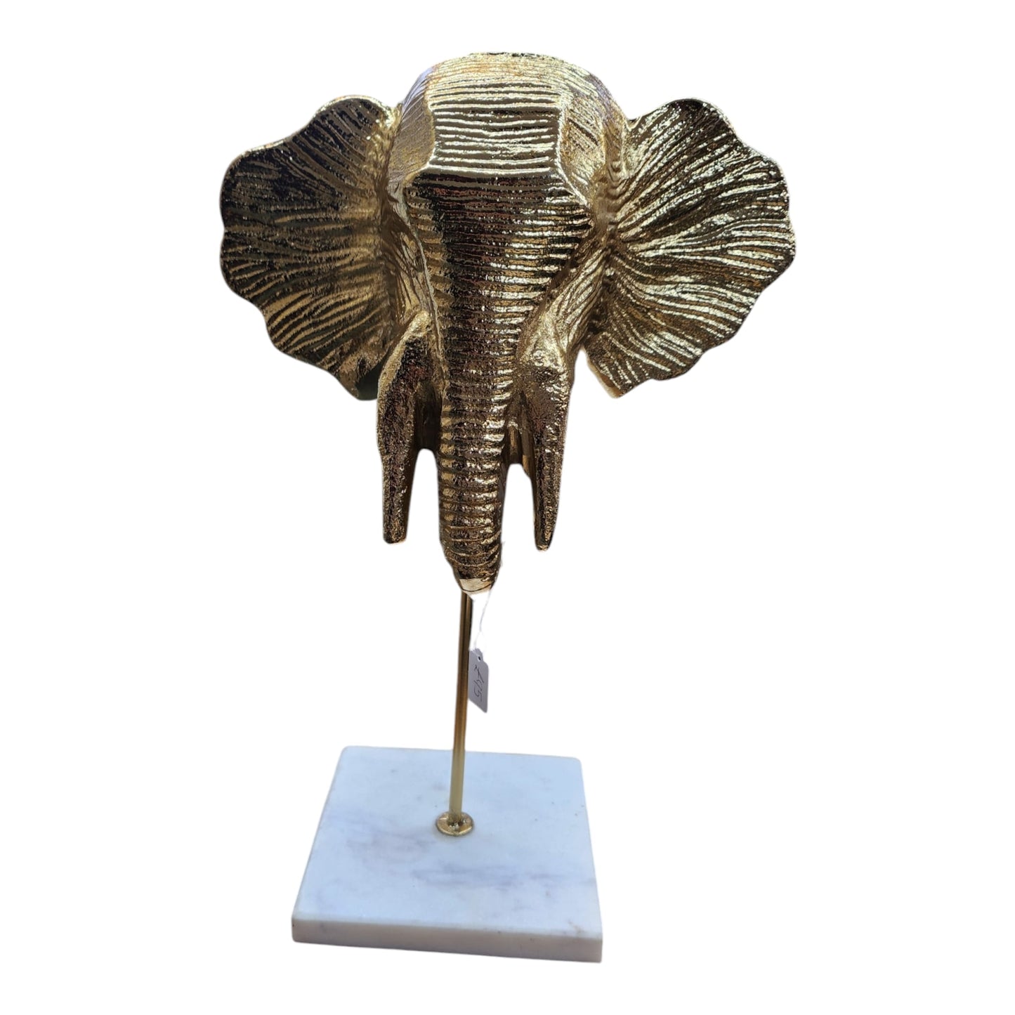 Gold Elephant's Head with Marble Stand