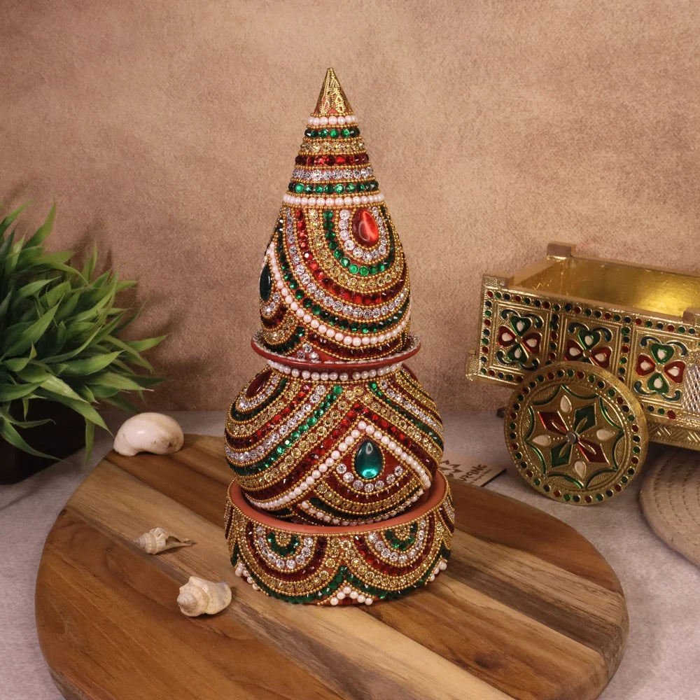 Gemstone Studded Nariyal Var Bedu for Gujarati Weddings
