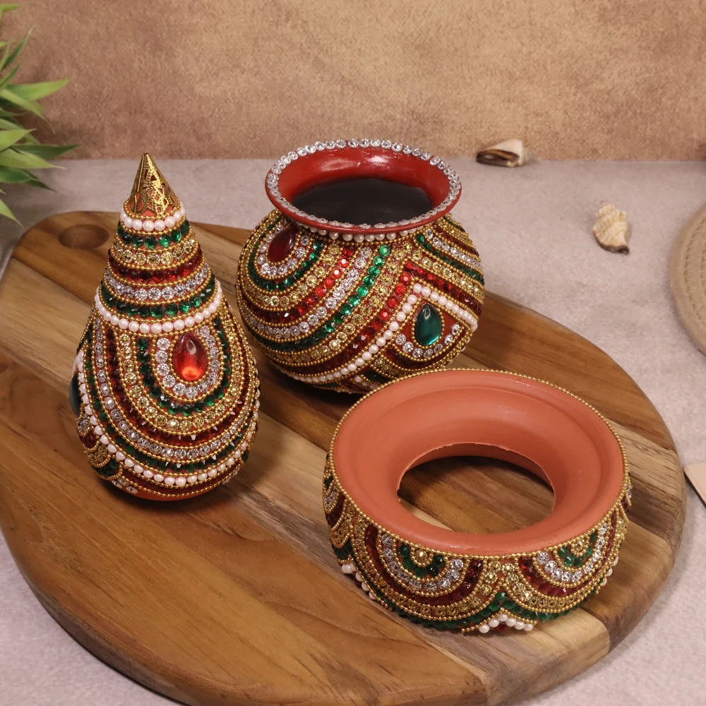 Gemstone Studded Nariyal Var Bedu for Gujarati Weddings