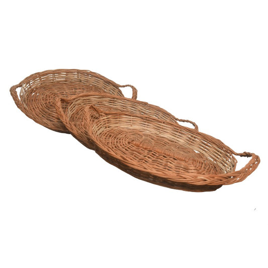 Handmade Bamboo Oval Basket with Handles