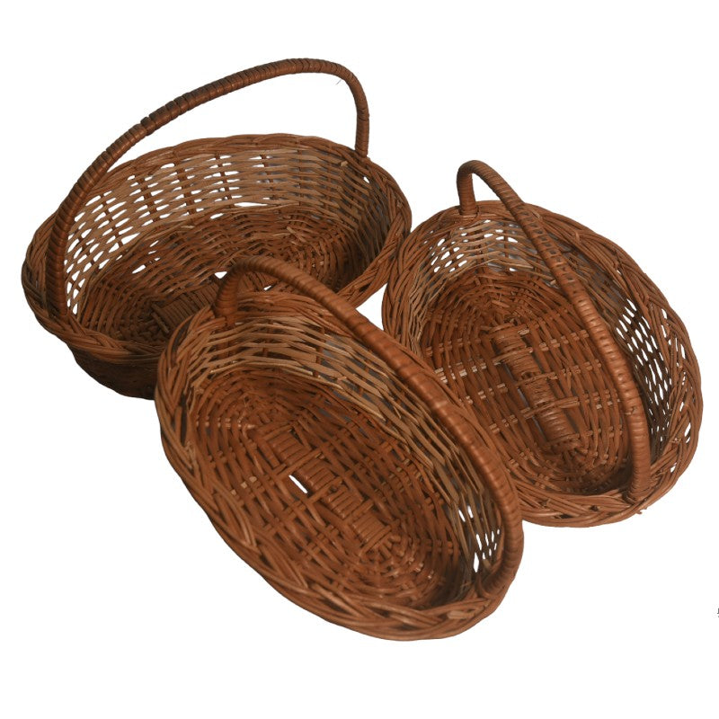 Handmade Oval Bamboo Basket with Handle