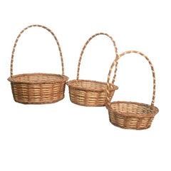 Handmade Bamboo Baskets Round with Handle