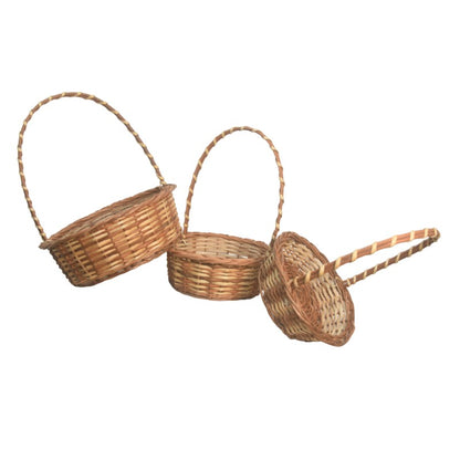 Handmade Bamboo Baskets Round with Handle