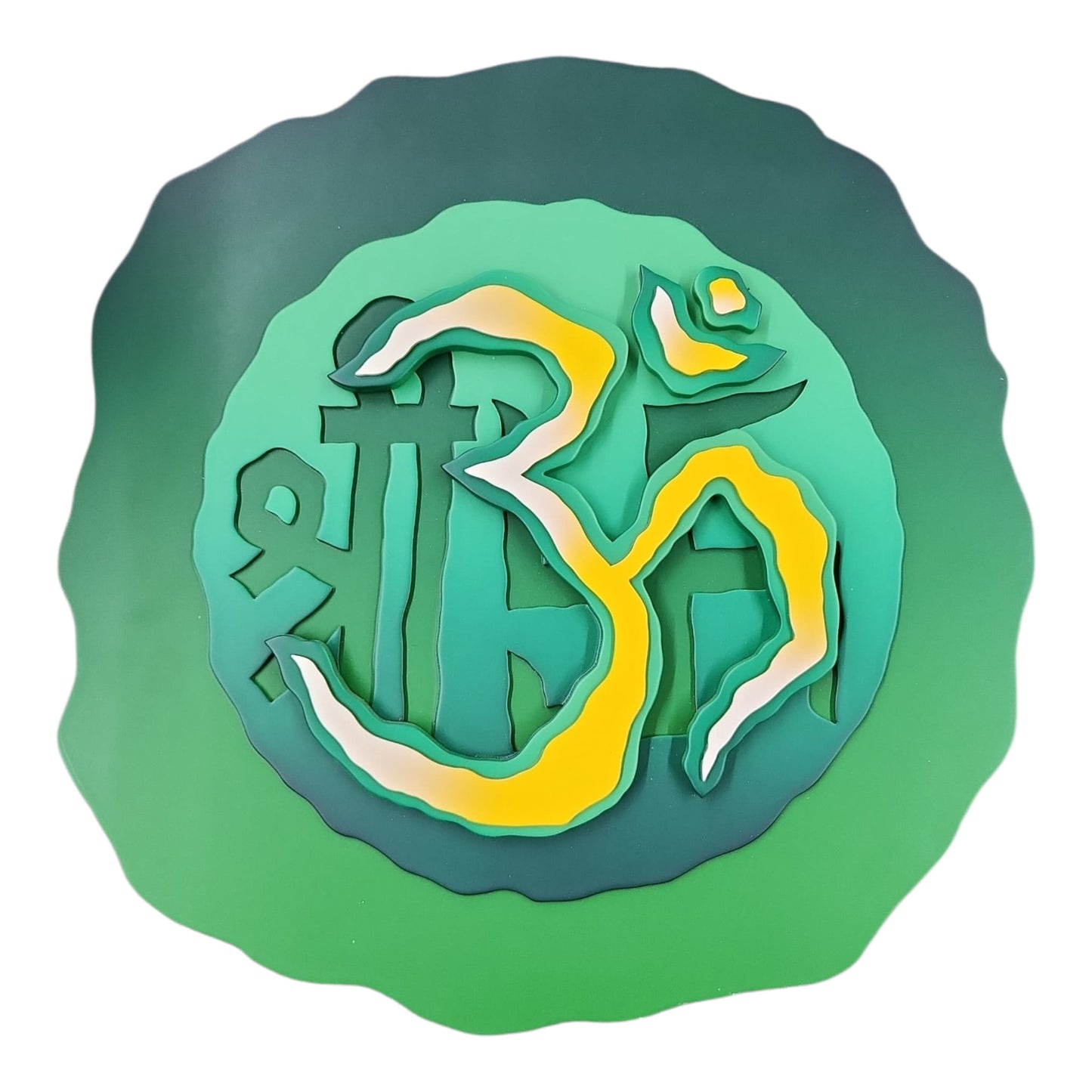 Om Shree Wooden Wall Frame Green