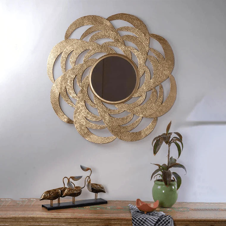 Handcarved Mirror Shaped Like Flower