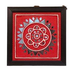 Lippan Art Red Wall Frame with Mud Design