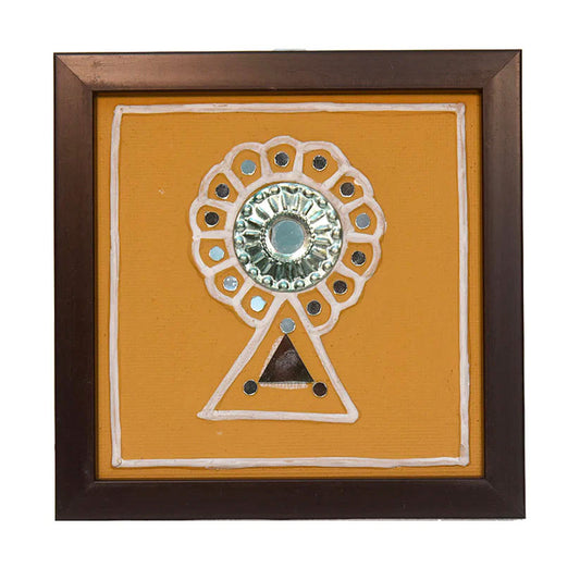 Handmade Lippan Art Wall Frame with Mud Design CIRCLE AND TRIANGLE