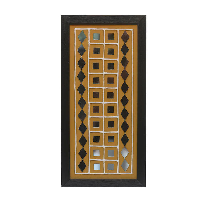 Handmade Lippan Art Wall Frame with Mud Design With Glass Chips SQAURE