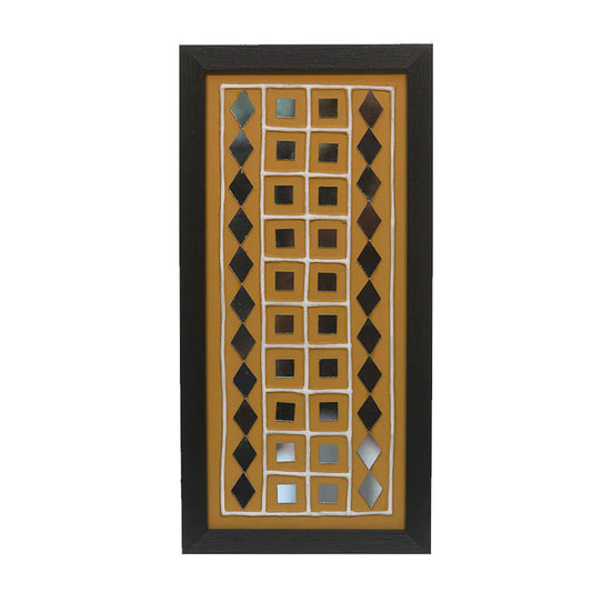 Handmade Lippan Art Wall Frame with Mud Design With Glass Chips SQAURE