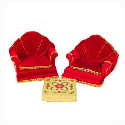 Handmade Red Velvet Thakorji Laddu Gopal Singhasan