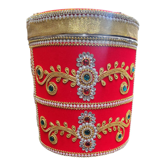 Decorated Stainless Steel Dabba/Decorative Box/Dabba/Indian Wedding Gift Box/Dry Fruit Box Decorated Container Handmade Box