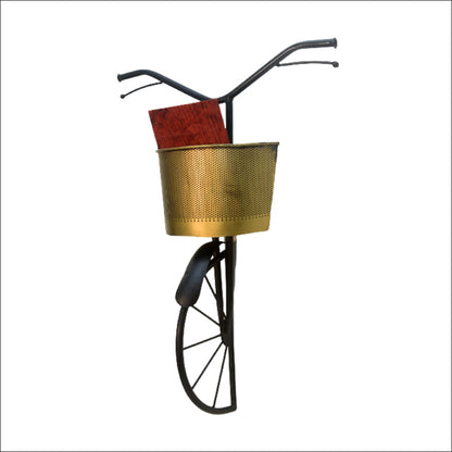 Handmade iron Magazine and Paper Holder Cycle Basket wall Art
