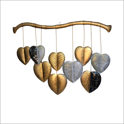 Handmade Heart-shaped Wall Art in Gold, Silver and Black