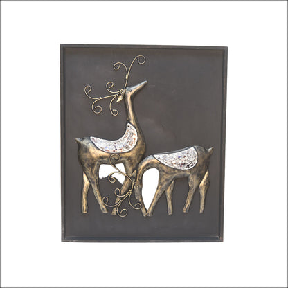 Handmade Sculpted Deer Wall Art in Black Frame