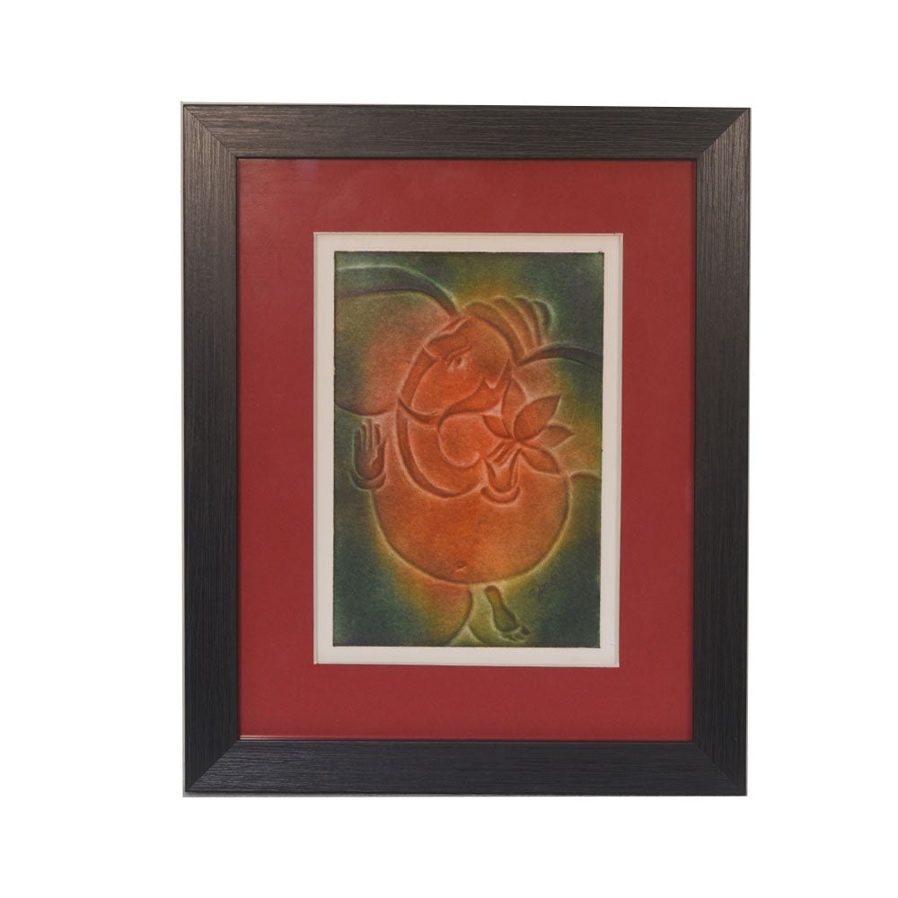 Lord Ganesha Nail Art Frame IN RED & ORANGE