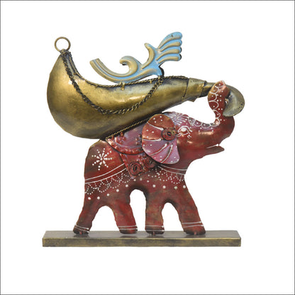 Handmade Metal Red Elephant Table Decor/Wall Art