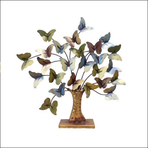 Multicolour Metal paddy Butterflies Tree Showpiece Table Home Decor