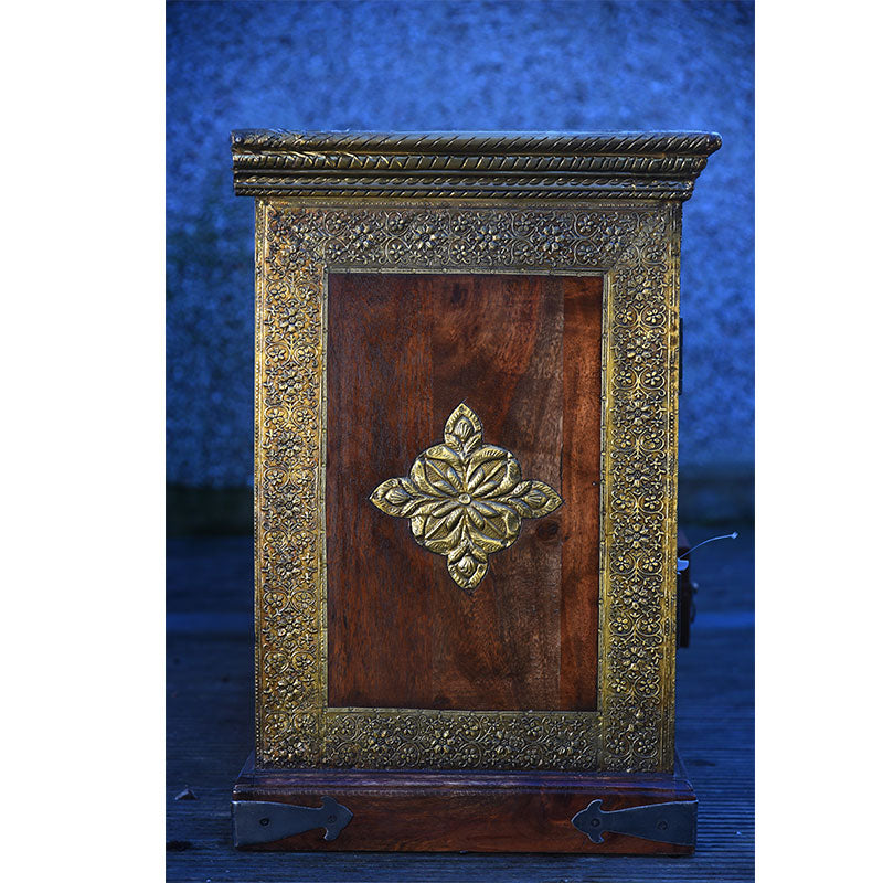 Handmade Vintage Wooden Cupboard Painted with Brass Work