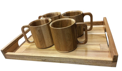 Handcrafted Teakwood Cups with Handles