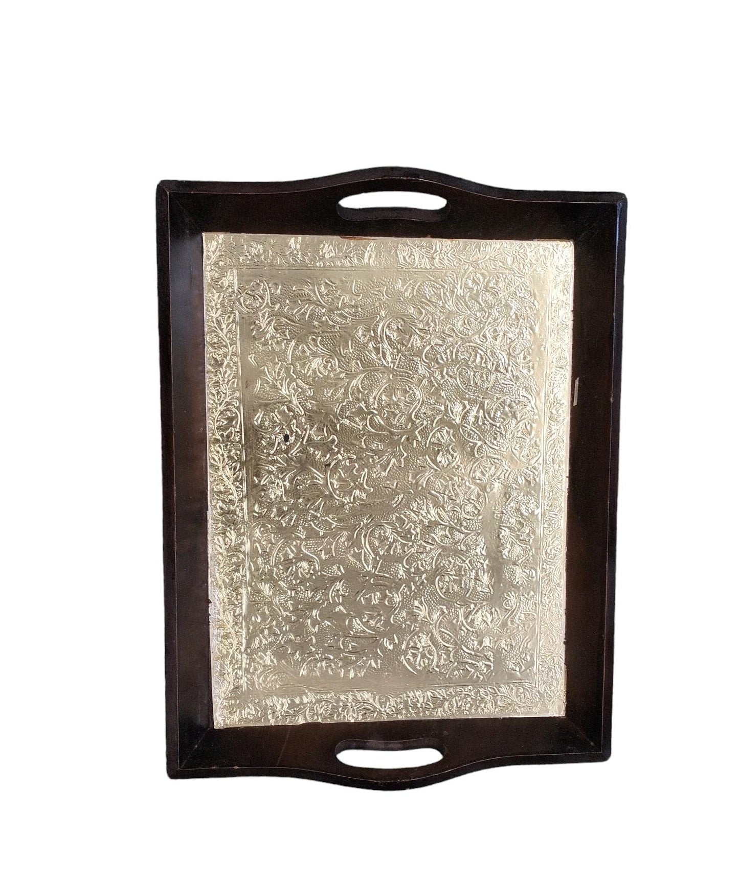 Wooden Brass Hand Graving Tray