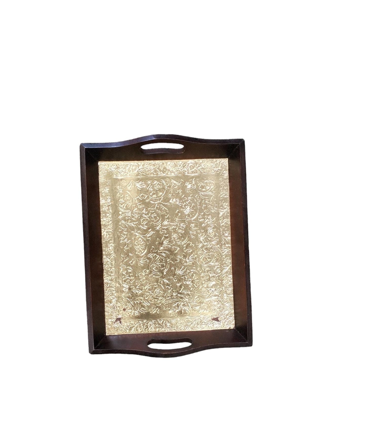 Wooden Brass Hand Graving Tray