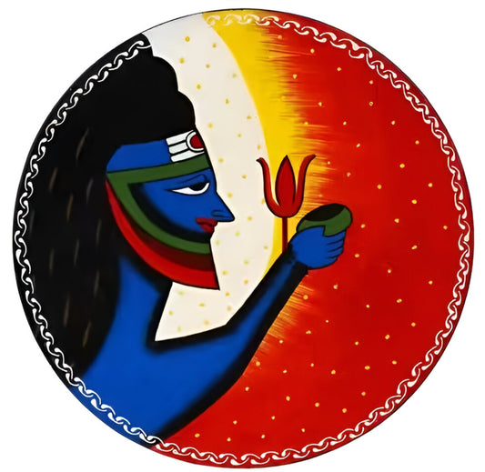 Hand Painted Wooden Wall Plate of Lord Shiva