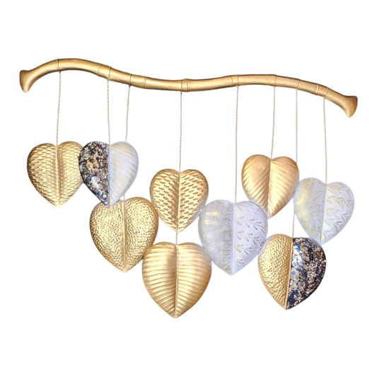 Heart-shaped Wall Art in Gold, Silver and Black