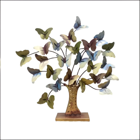 Multicolour Metal Table Butterflies Tree Showpiece Table Home Decor