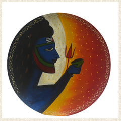 Hand Painted Wooden Wall Plate of Lord Shiva