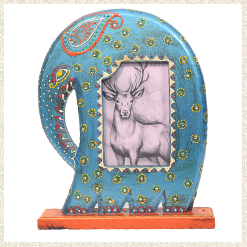 Hand Painted Elephant Wooden Photo Frame