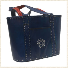 Blue Leather Bag with Star Design