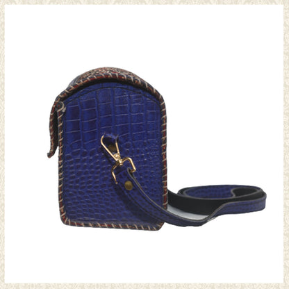 Make a Statement with Our Leather Box Bag Over the Shoulder in Mashru Silk and Crocodile Design - Eco-Friendly and Stylish"