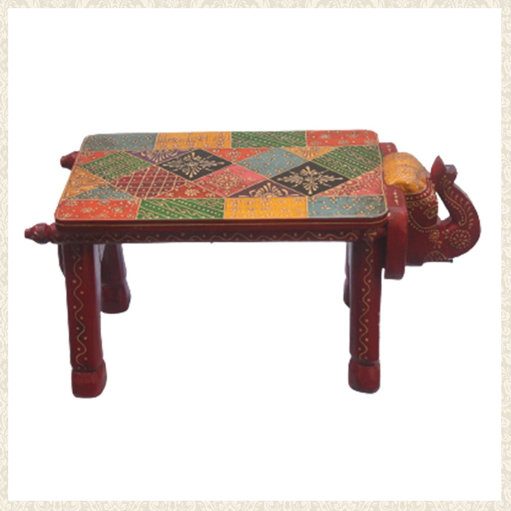 Handmade Wooden Elephant Table - Multicoloured