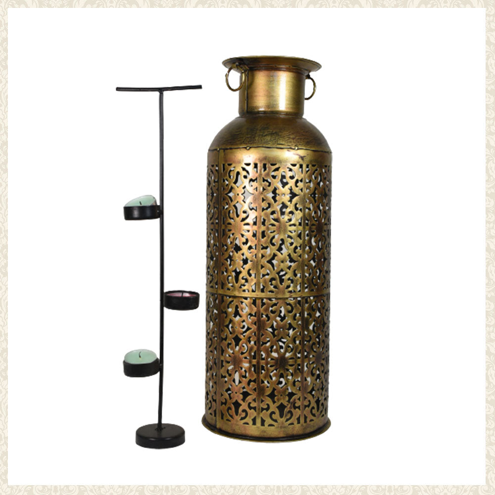 Gold Iron Mia Pillar Vase T-Lights Candle Holder