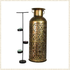 Gold Iron Mia Pillar Vase T-Lights Candle Holder