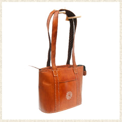 Brown Leather Bag with Star Design