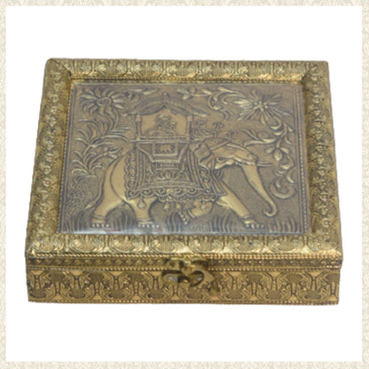Wooden Handcrafted Diwali Gift Box with Traditional Elephant Design