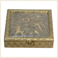 Handcrafted Wooden Gift Box with Traditional Elephant Design