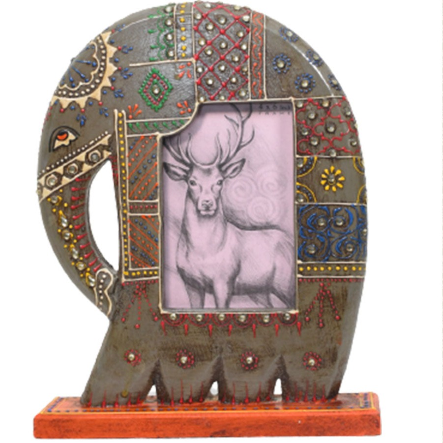 Hand Painted Elephant Wooden Photo Frame