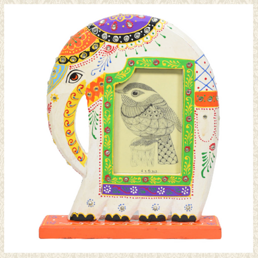 Hand Painted Elephant Wooden Photo Frame